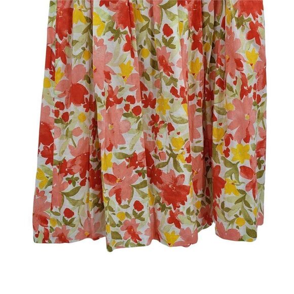 70's Handmade Boho Cottagecore Bright Pink Yellow Floral Full Prairie Skirt Sz M - Picture 8 of 10